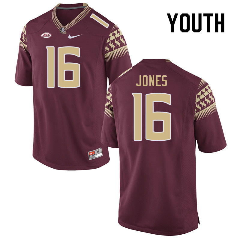 Youth #16 Quindarrius Jones Florida State Seminoles College Football Jerseys Stitched-Garnet